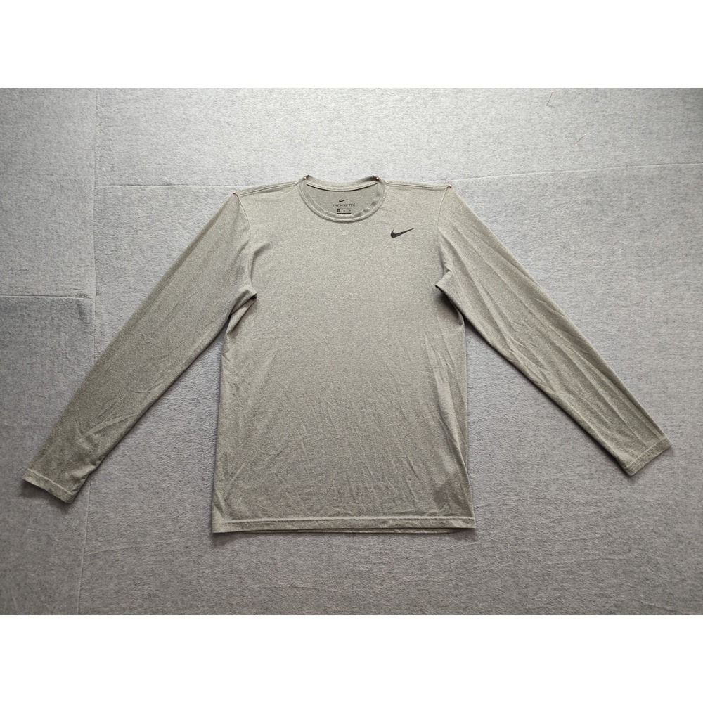 Nike Men Athletic Shirt M‎ Heather Gray Swoosh Logo Training Performance Tee